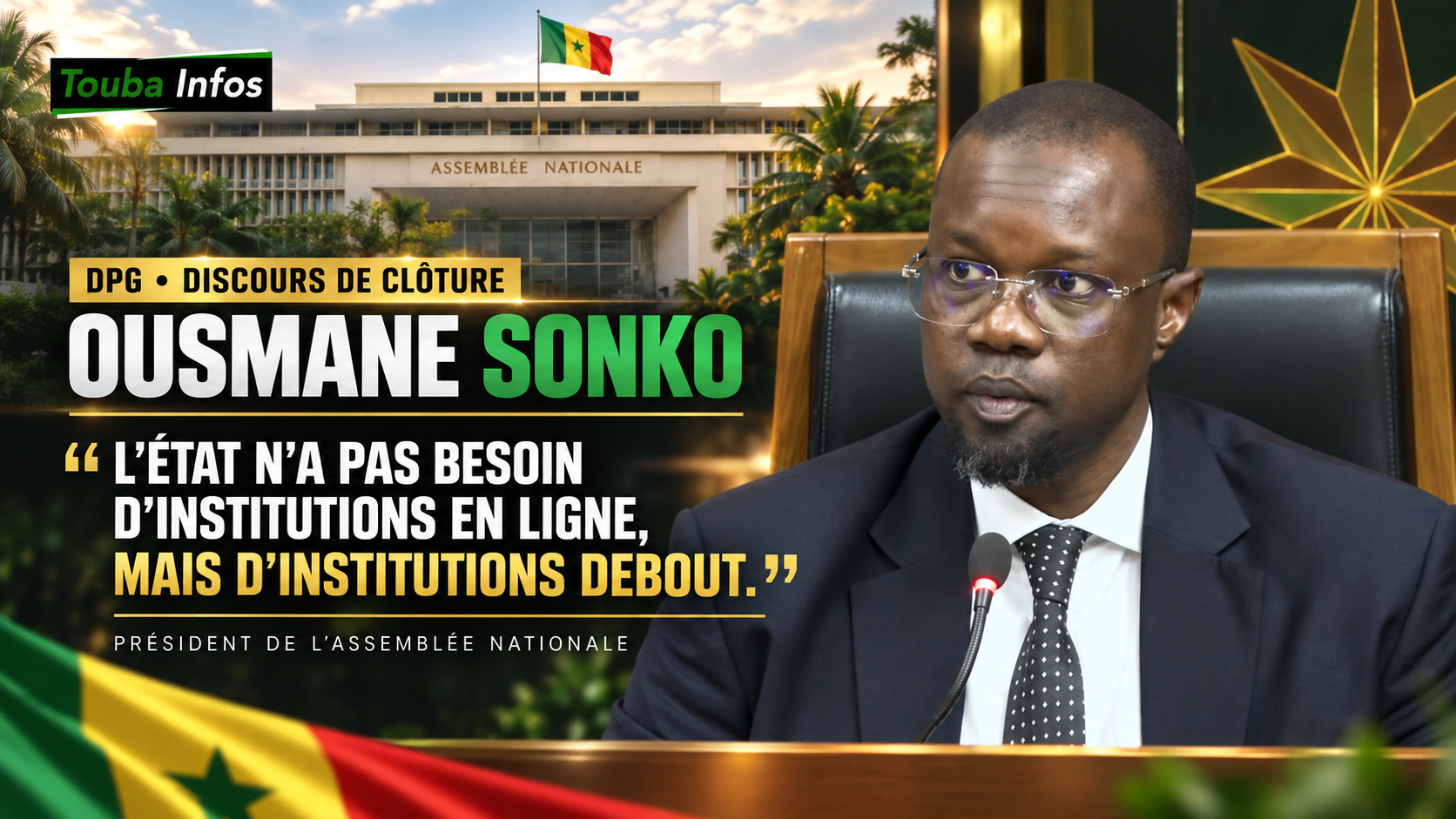 DPG : Ousmane Sonko défend une Assemblée « debout » et un contrôle parlementaire exigeant